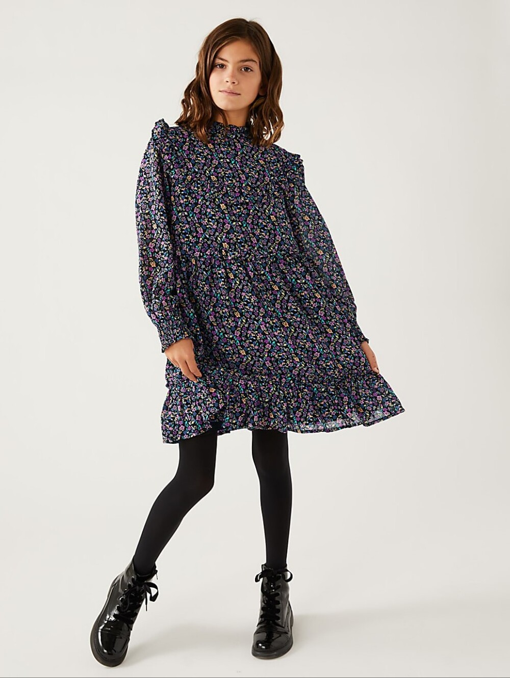 Like New Marks And Spencer M&S Collection Size 10 Long Sleeve Floral Dress
